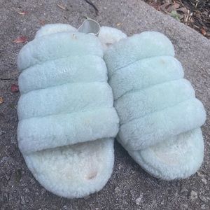 Ugg Fluff Yeah Slides/Slippers-Sage Green